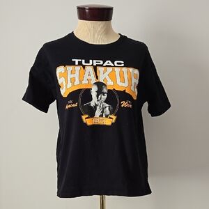 Black Tupac Graphic T-Shirt.  Size Women Xs